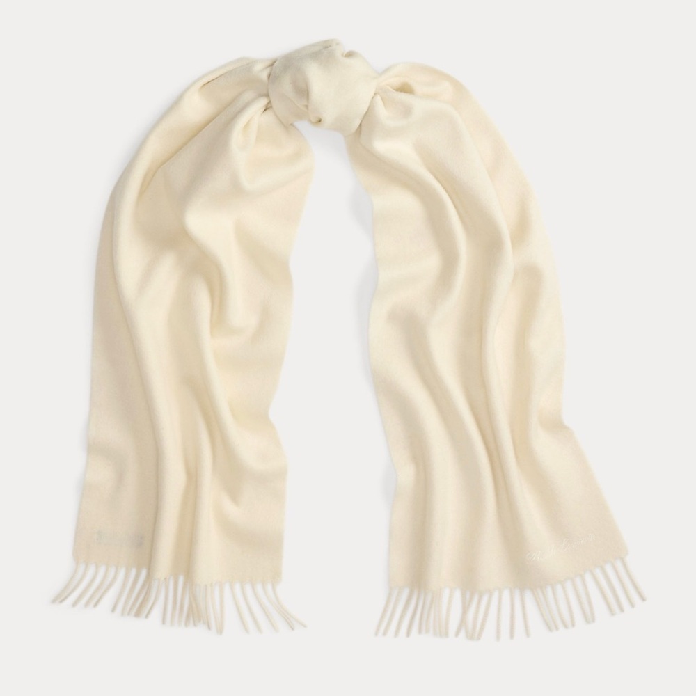Ralph Lauren collection Elegant Cream Fringe Scarf, 100% cashmere - Picture 8 of 9